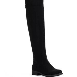 SUN STONE Womens Black Wide Calf Allicce Round Toe Block Heel Boots, NWT